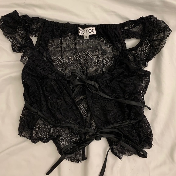 Flirting For Fun Crop top BLACK S - Picture 3 of 3